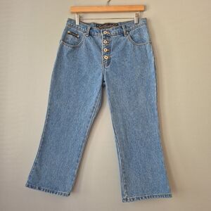 No Excuses Vintage Y2K Button Fly Mid Rise Cropped Jeans Womens Juniors 9/10